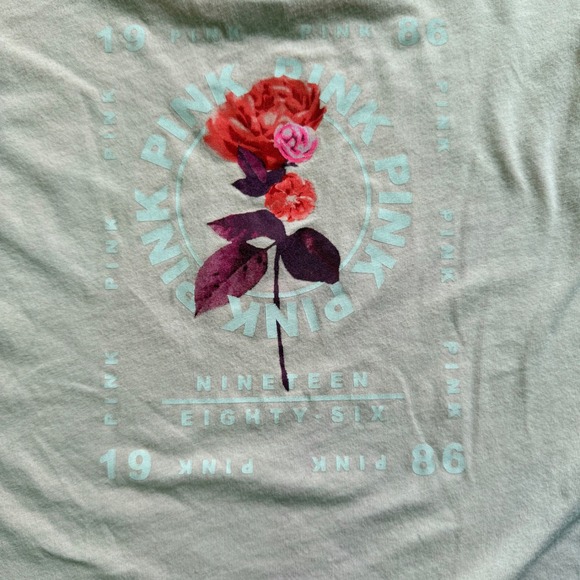 Victoria's Secret PINK Long Sleeve T Shirt Rose Graphic Light Pink Size Medium - Picture 6 of 6